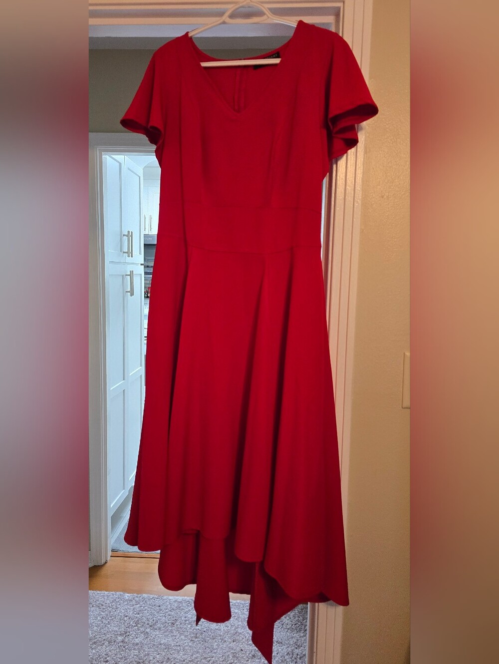 Lane Bryant Red Lena V-Neck High-Low Midi Dress